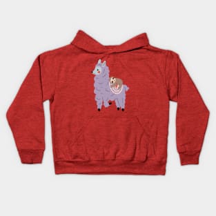 Adorable Sloth Relaxing On A Llama Kids Hoodie